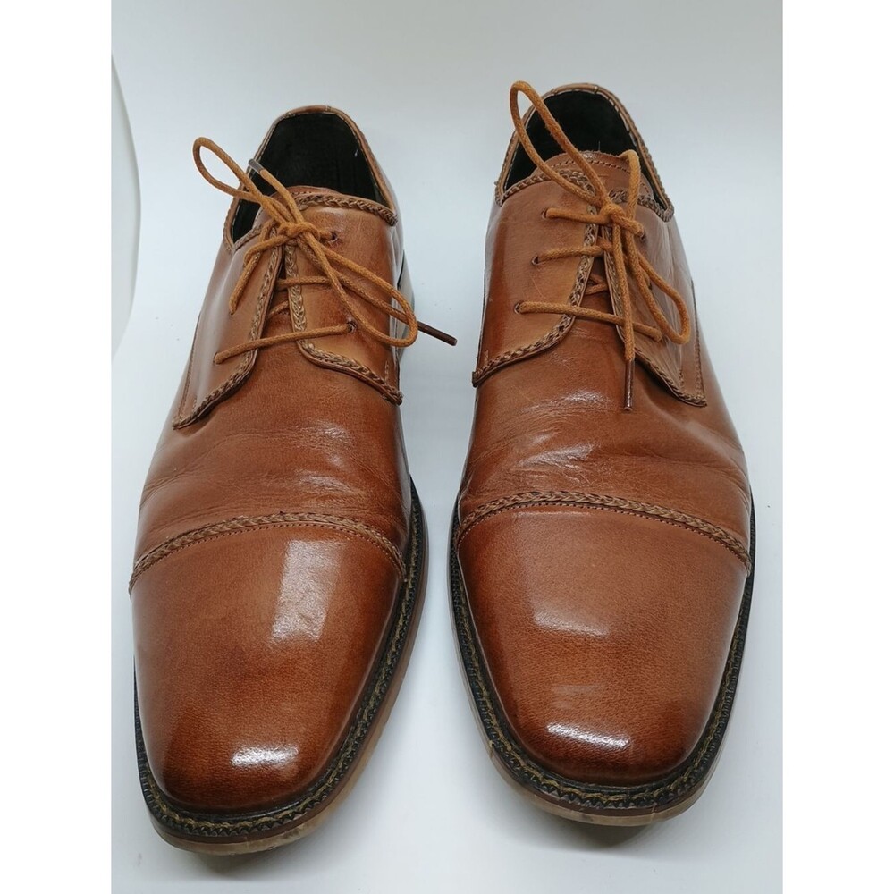 Stacy Adams Dress Shoes Mens Sz 12M Lace Up Oxford Cap Toe Light Brown Leather